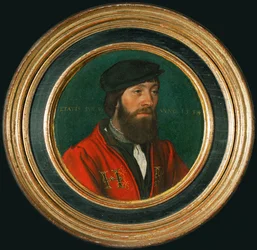 En hofmand hos kong Henrik VIII (maleri på lindetræ)