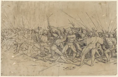Kampscene, ca. 1524 (pen, blæk og lavering)