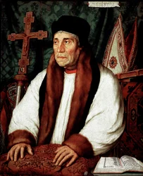 Portræt af William Warham (1450-1532), Archeveque of Canterbury Maleri af Hans Holbein den unge (1497/8-1543) 1500-tallet søn. 82x67 cm Paris, Musée du Louvre