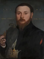Portræt af en adelsmand med en falk, 1542