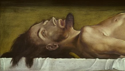 Den døde Kristi legeme, detalje af hovedet, 1521