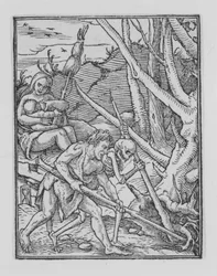 Adam graver, fra Dødedansen, ca. 1526, udgivet 1538.