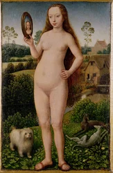 Forfængelighed, centralt panel fra Triptych of Earthly Vanity and Divine Salvation, ca. 1485