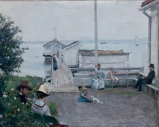 Badehuset ved Asgårdstrand (olie på lærred)
