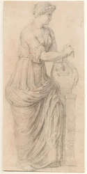 Kvinde, der spiller en lyre