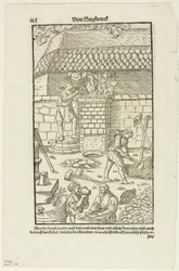 Side CCCL fra Vom Bergwerck XII Bücher af Agricola, plade 43 fra Træsnit fra bøger fra det XVI århundrede