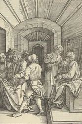 Pilatus vasker sine hænder, fra spejl af vor Herre Jesu Kristi lidenskab, 1507.