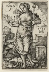 Måne, plade syv fra The Seven Planets with the Zodiacs