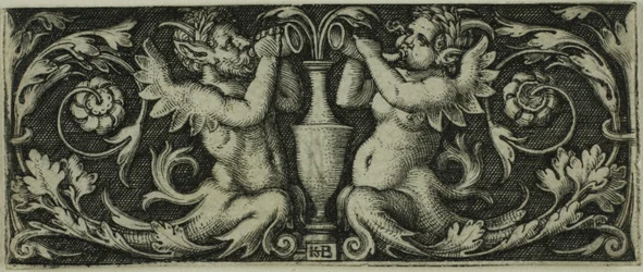 Ornament med to tritoner, fra fire vignetter