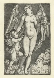 Venus og Amor Avdaces Venvs ipsa ivvat (titel på objekt)