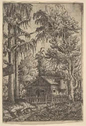 Hytte blandt træer, 1551.