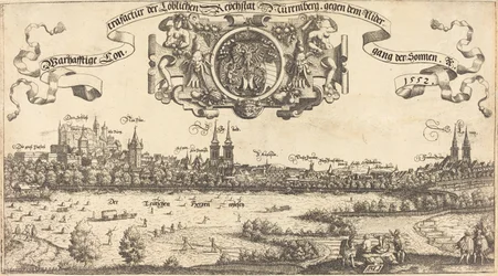 Udsigt over Nürnberg fra vest [midtsektion], 1552.