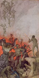 Helvede, illustration fra "Festkalender" udgivet i Leipzig omkring 1910