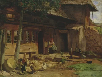 Forældrehjemmet i Bernau, 1866 (olie på lærred lagt på kort)