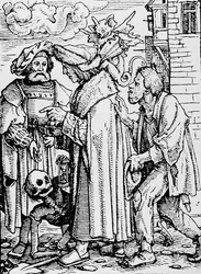 Døden og rådmanden, fra Dødedansen, graveret af Hans Lutzelburger, ca. 1538