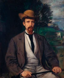 "Selvportræt med gul hat" (Selvportræt med gul hat) Maleri af Hans von Marees (1837-1887) Dim 97x80 cm Olie på lærred 1874 Staatliche Museen, Berlin