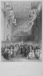Installation af Londons overborgmester i Guildhall, City of London, 1838.