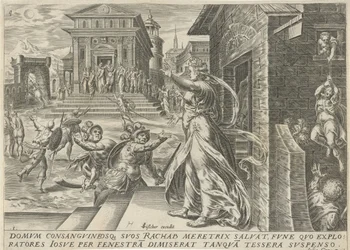 Rahab lader spionerne flygte gennem vinduet The History of Joshua (serietitel)
