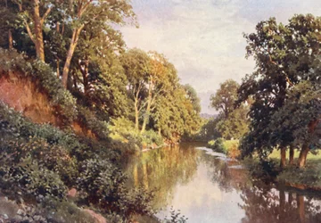 The River Mole, nær Dorking (farvelitografi)