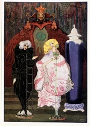 Har du virkelig mod på at gå ud i den vide verden med mig? : Hyrdinde og skorstensfejer - i "" Eventyr"" af HC Andersen, ill. af Harry Clarke