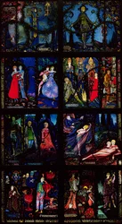 Geneva Window, otte paneler, der viser scener fra tidlig irsk litteratur, 1929