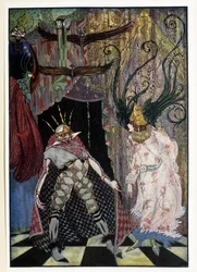 Rejsekammeraten: "" Lad ham få hovedet hugget af"" - i "" Eventyr"" af HC Andersen, ill. af Harry Clarke
