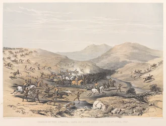 Angreb på Gwanga, Kap Det Gode Håb, den 8. juni 1846 (farvelitografi)