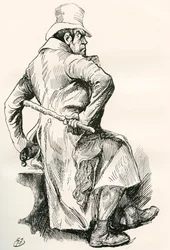 Bill Sikes. Illustration af Harry Furniss til Charles Dickens-romanen Oliver Twist, fra The Testimonial Edition, udgivet 1910.