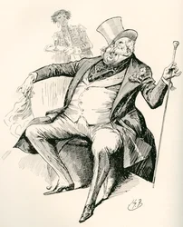 Joey B. Illustration af Harry Furniss til Charles Dickens-romanen Dombey and Son, fra The Testimonial Edition, udgivet 1910.