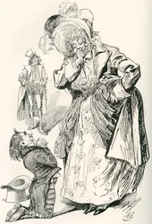 Major Tpschoffki. Illustration af Harry Furniss til en Charles Dickens julehistorie, Going Into Society, fra The Testimonial Edition, udgivet 1910.