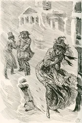Martha den vandrer. Illustration af Harry Furniss til Charles Dickens-romanen David Copperfield, fra The Testimonial Edition, udgivet 1910.