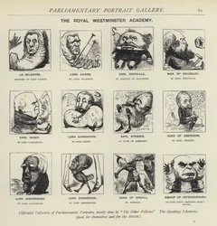 The Royal Westminster Academy - forestiller sig, hvordan politikere kan male hinanden (litho)