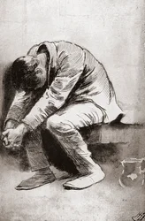 Den enlige fange. Illustration af Harry Furniss til Charles Dickens rejsebeskrivelse American Notes for General Circulation, fra The Testimonial Edition, udgivet 1910.