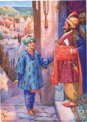 Han krævede at komme i audiens hos storvesiren. Fra drengen, der kunne se fodspor, illustration fra 