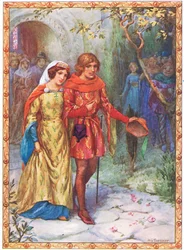 Han giftede sig med en dame af høj byrd (fra The Story of Gamelyn) (farvelitografi)
