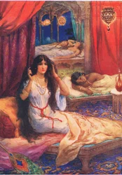 Pabhavati vågnede med et sæt. Fra The Hard Hearted Prince, illustration fra 