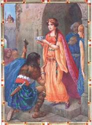 "The lady of Lock Awe" (fra The Token) (farvelitografi)