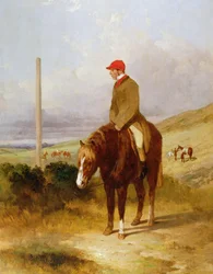 Nat Flatman (1810-60) på sin pony før starten af 1844 Chesterfield Stakes, 1844