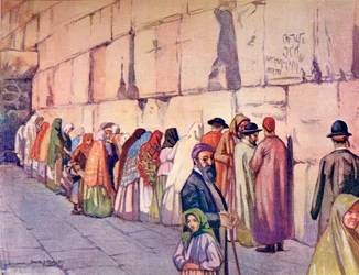 Grædemuren, Jerusalem, Palæstina, ca. 1910, fra A Book of Modern Palestine af Richard Penlake pub. ca. 1910