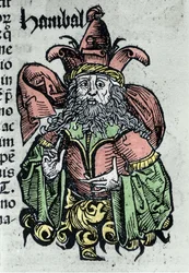 Portræt af Hannibal eller Annibal Barca (247 f.Kr. - 183 f.Kr.), karthagisk general og statsmand. Xylografi af "" Chronicles of Nürnberg"" af Hartmann Schedel