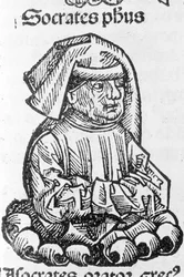 Portræt af Sokrates (470 f.Kr. - 399 f.Kr.) fra Liber Chronicarum af Hartmann Schedel, Nürnberg