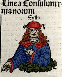Repræsentation af den romerske politiker Lucius Cornelius Sulla (formand eller sylla) (138-68 f.Kr.) Xylografi af "" Chronicles of Nürnberg"" af Hartmann Schedel