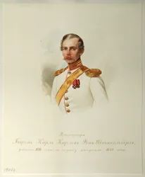 Portræt af baron Karl Karlovich von Stackelberg 1816-1887 fra albummet af de kejserlige hestevagter, 1846-1849