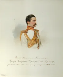 Portræt af grev Heinrich Cyprianovich von Kreutz fra albummet af de kejserlige hestevagter, 1846-1849
