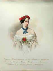 Portræt af Natalja Pusjkina-Lanskaja fra albummet over den kejserlige hestegarde, 1846-1849
