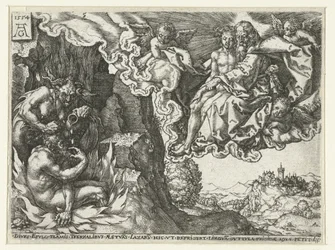 Den rige mand i helvede ser Abraham med Lazarus Lignelse om Lazarus og den rige mand (serietitel)
