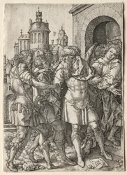 Historien om Lot: Lot forhindrer sodomitterne fra vold, 1555.