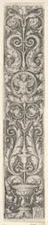 Lodret panel med en kandelaber indeholdende en medaljon med en kentaur og et par dolp..., 1529.