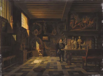 Interiør af et palads fra det 17. århundrede (olie på lærred)