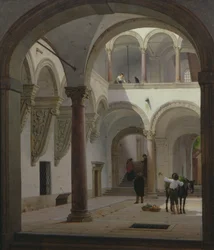 Gården til Palazzo Fava, Bologna, 1874